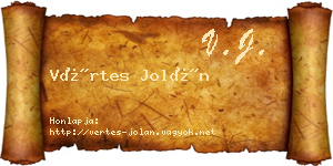 Vértes Jolán névjegykártya
